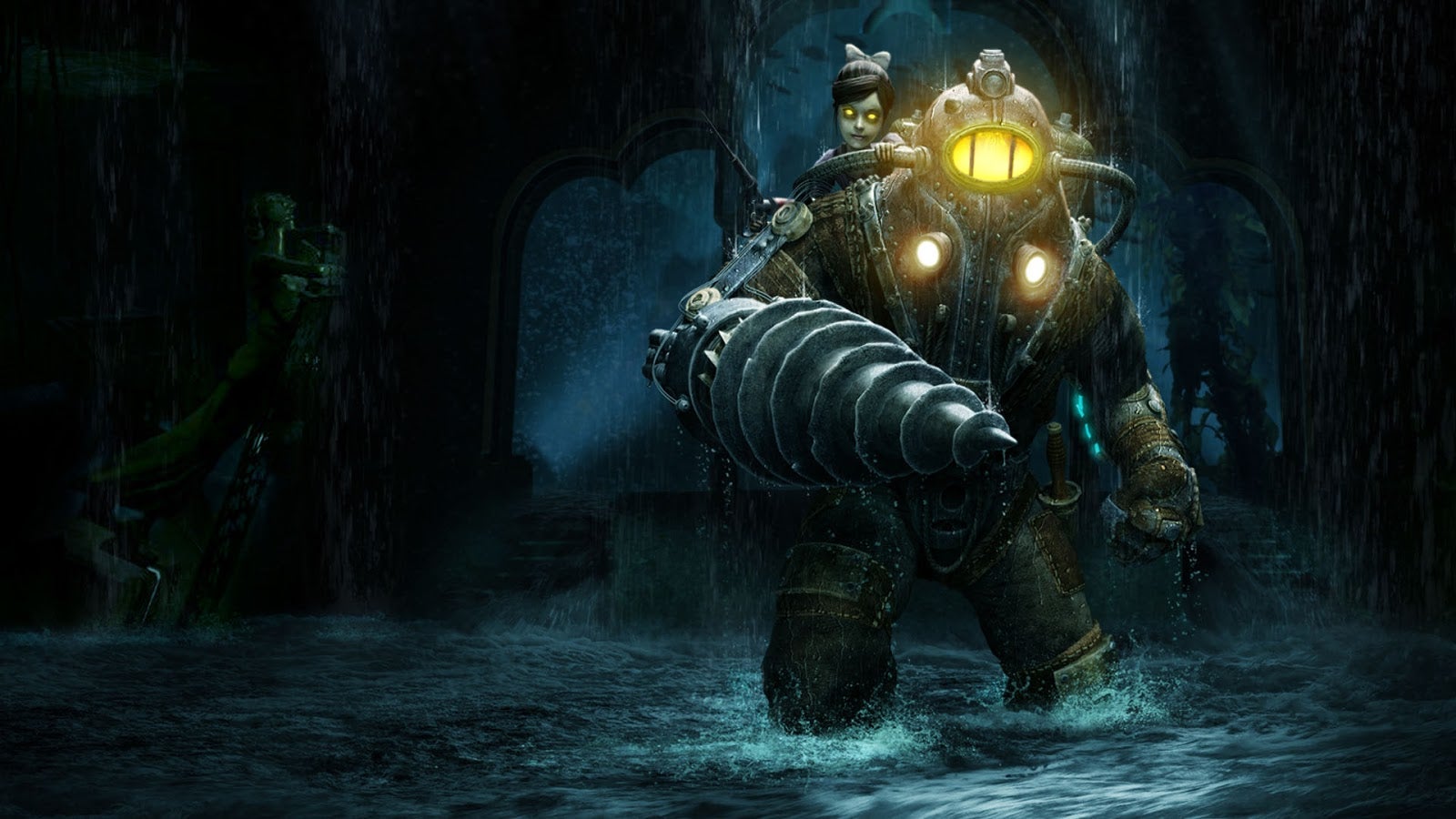 یک بیگ ددی در محیط تاریک و اتمسفریک بازی BioShock 2