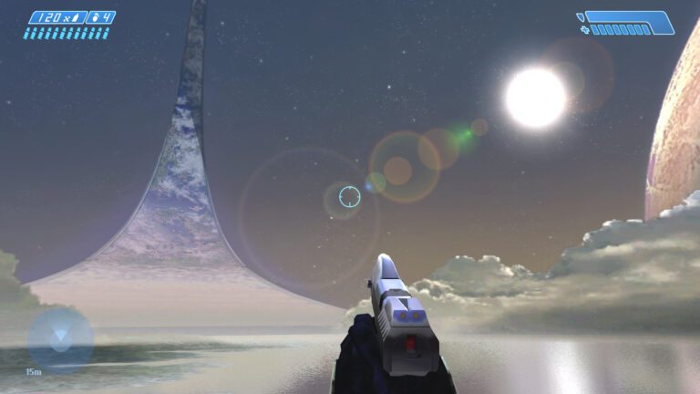 نمایی از دنیای حلقهای عظیم در بازی هیلو: کامبت ایوالود