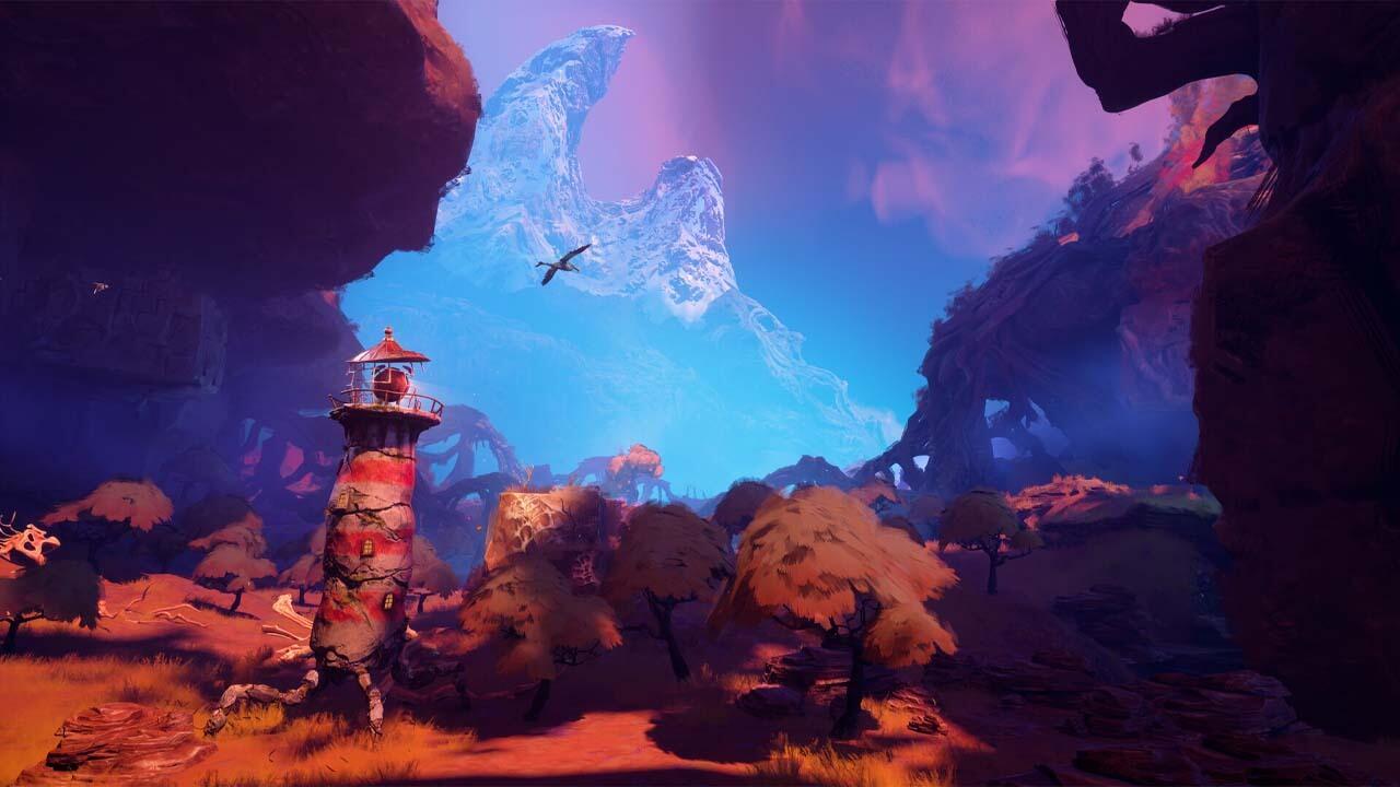 یک فانوس دریایی در جزیره‌ای سورئال در بازی Keeper