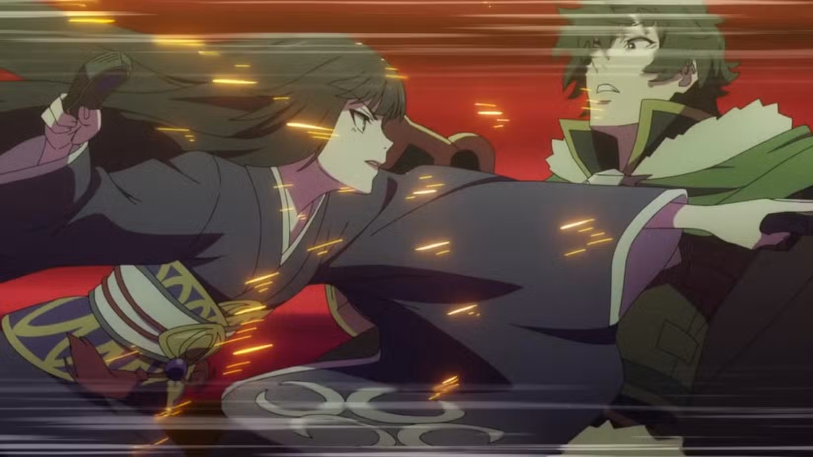 نائوفومی از تیم قهرمان سپر در مقابل گلس در انیمه The Rising of the Shield Hero.