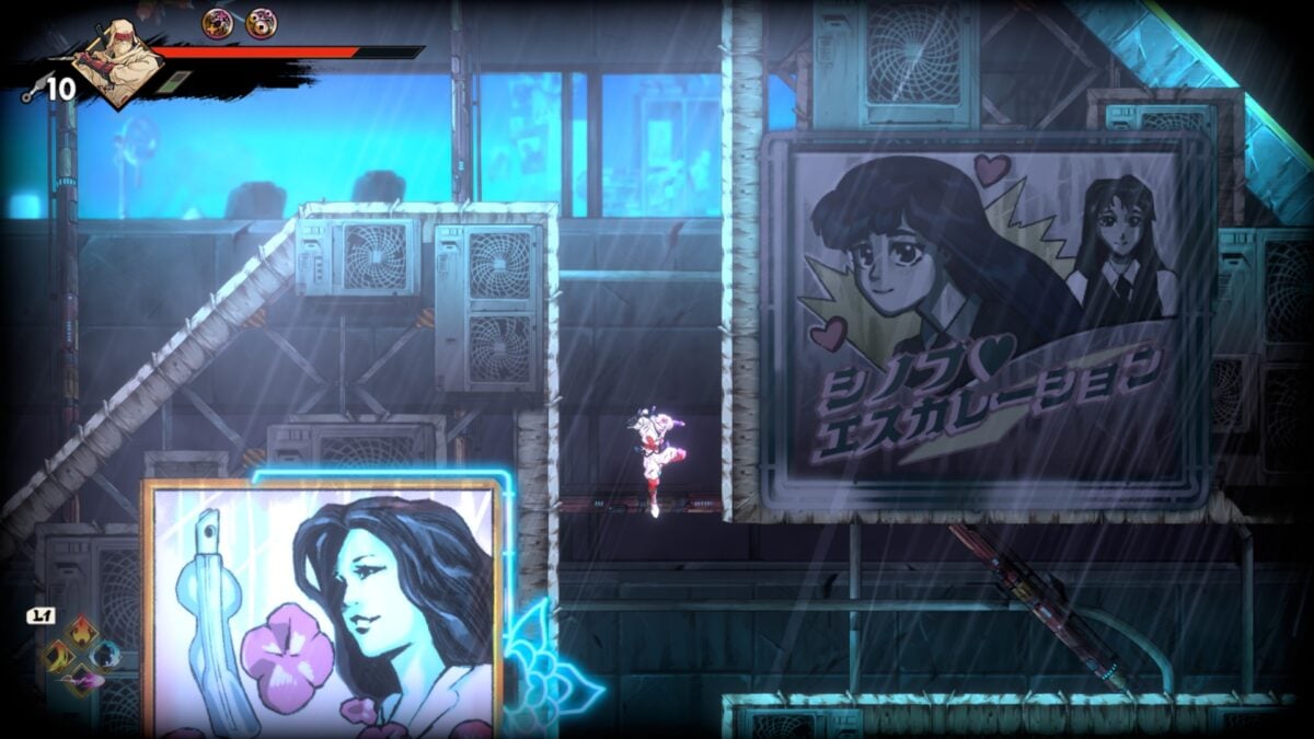 صحنهای از مرحله نئو سیتی در بازی Shinobi: Art of Vengeance