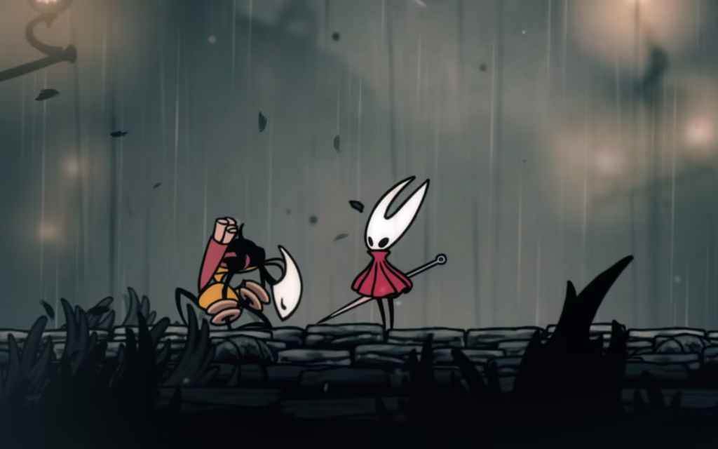 شخصیت Hornet در حال دوئل با Shakra در بازی Hollow Knight: Silksong.