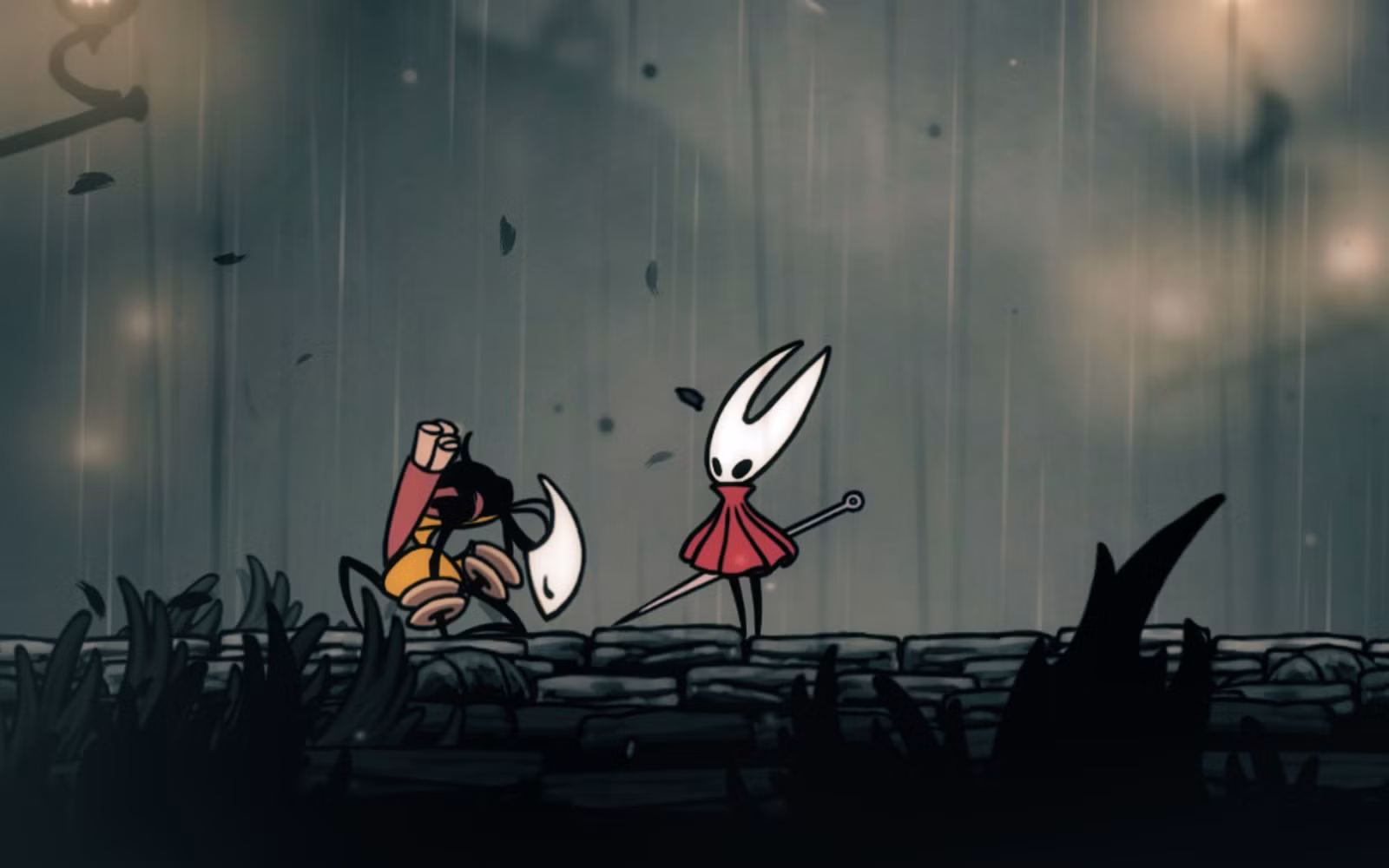 شخصیت Hornet در حال دوئل با Shakra در بازی Hollow Knight: Silksong.