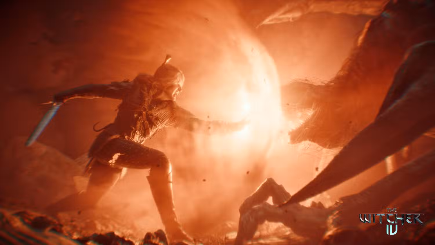 تصویری هنری از شخصیت سیری (Ciri) در بازی The Witcher 4 در حال مبارزه با یک هیولا.