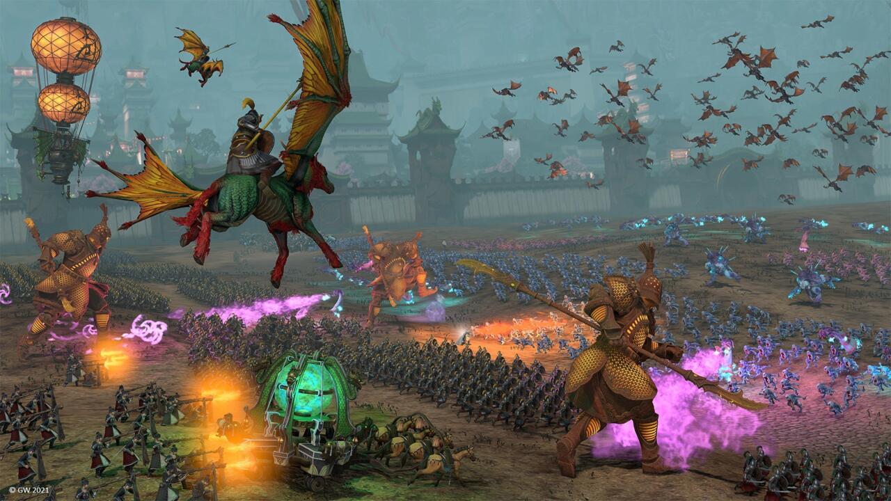 نبرد بزرگ بین نیروهای مختلف در بازی استراتژیک Total War: Warhammer III