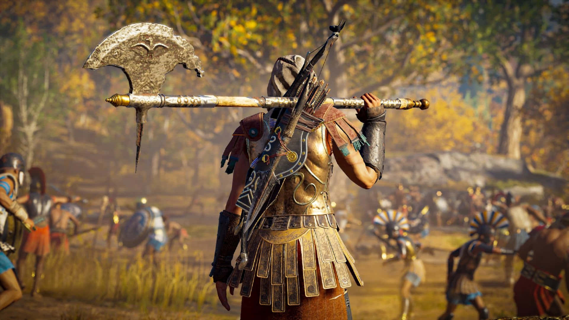 شخصیت بازی Assassin's Creed Odyssey در دنیای عظیم و زیبای یونان باستان.