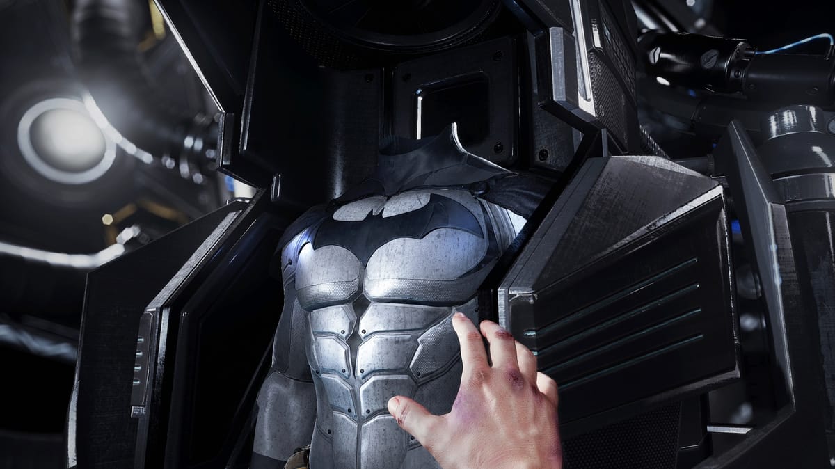 نمایی اول شخص از دستان بتمن در Batman: Arkham VR.