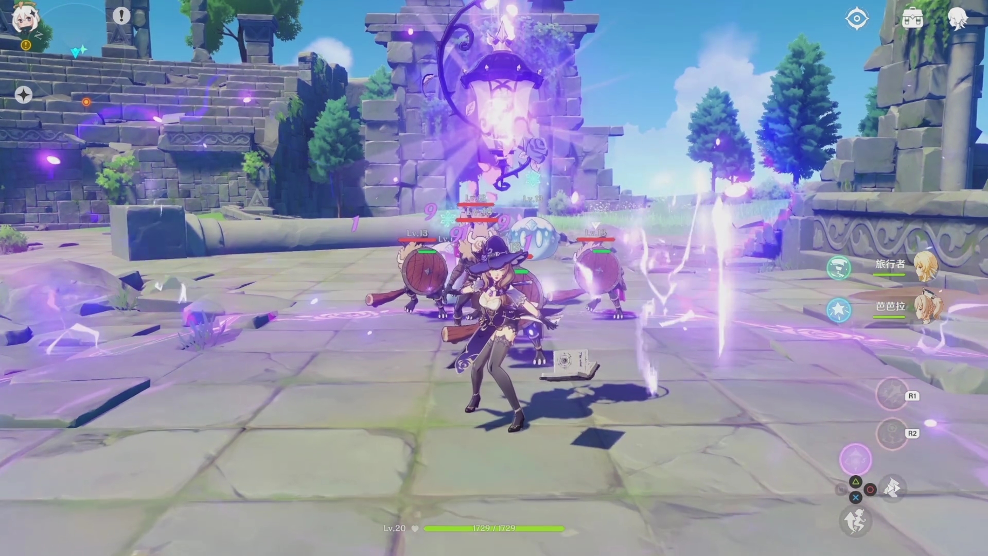 دنیای فانتزی و وسیع بازی Genshin Impact، یک بازی جهان باز با استایل انیمه.