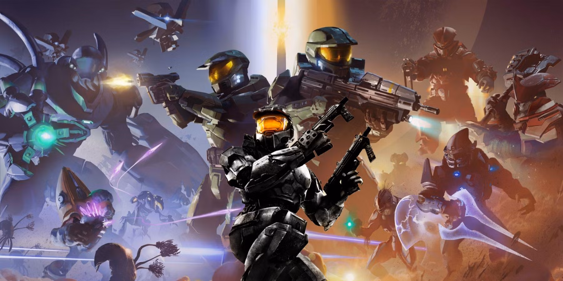 شخصیت آربیتر (Arbiter) در نسخه ریمستر شده Halo 2: Anniversary که شمشیر انرژی خود را در دست دارد.