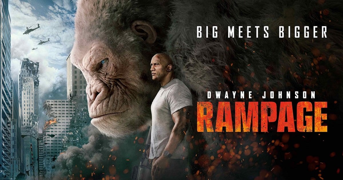 پوستر فیلم رمپیج با حضور دواین جانسون و گوریل غولپیکر، جورج