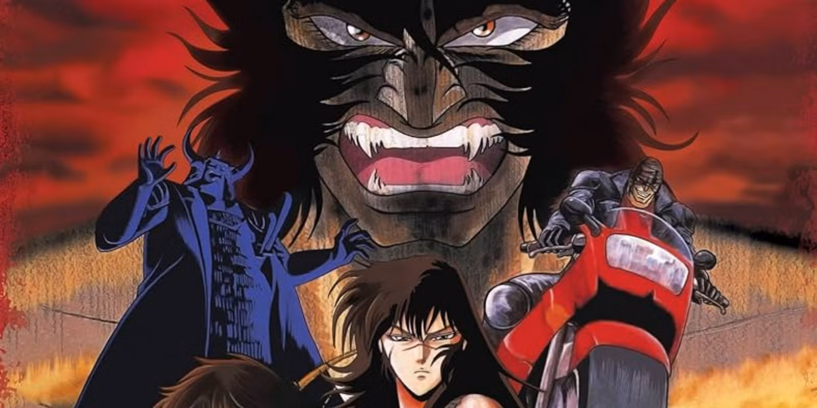 پوستر انیمه وایلنس جک که شخصیتهای خشن و دنیای پساآخرالزمانی را نشان میدهد.