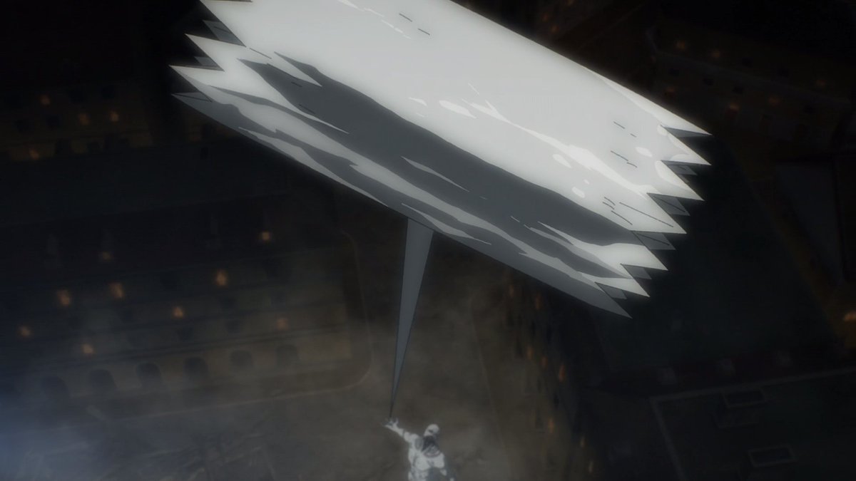 تایتان پتک جنگی در حال خلق یک پتک عظیم و نیزههای زمینی